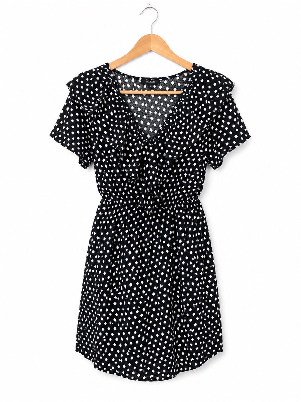 Amanda Uprichard 100% Silk Black polka dot Ruffle mini Dress Women’s S Parisian